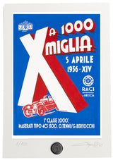 Lithograph no. 11 Italy 1934 Maserati 8CM - Tazio Nuvolari