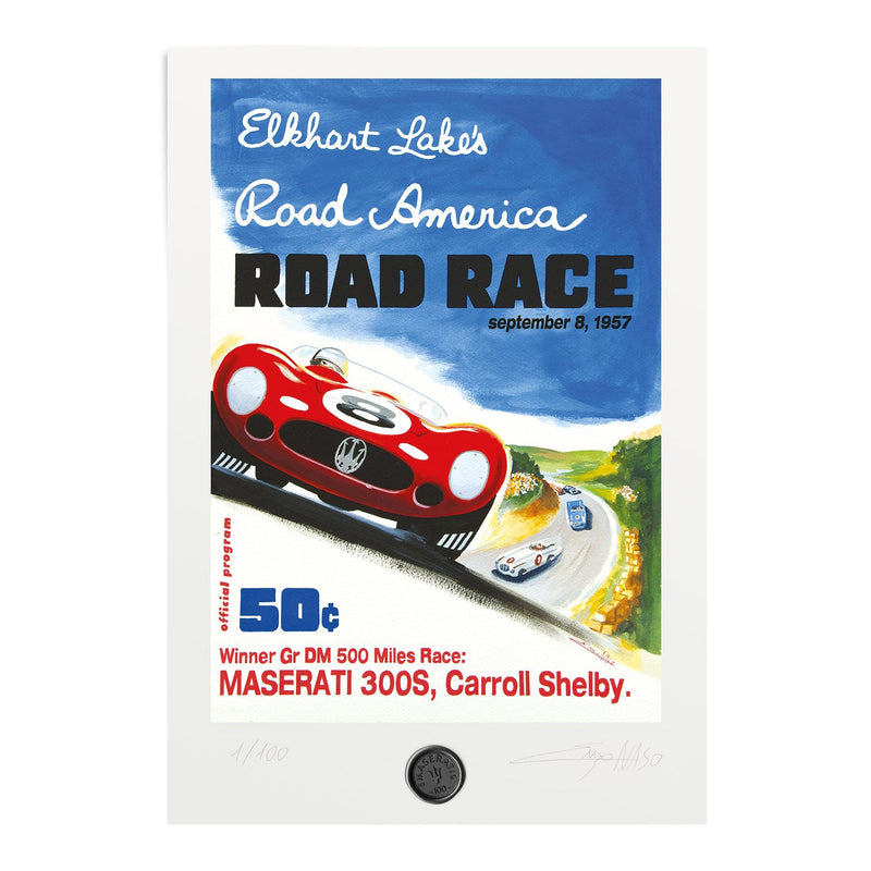 Lithograph no. 71 USA Maserati 300S - Carroll Shelby