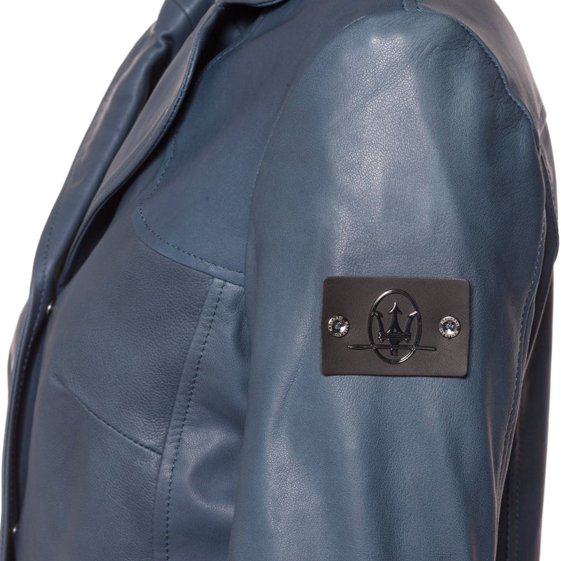 Women's Powder Blue Leather Jacket
