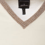 Women's Beige Brown V-Neck Sweater