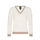 Women's Beige Brown V-Neck Sweater