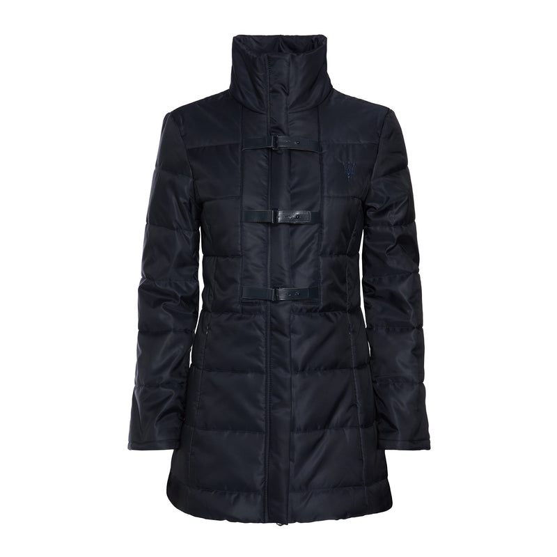Women's Blue Padded Jacket with Frogs
