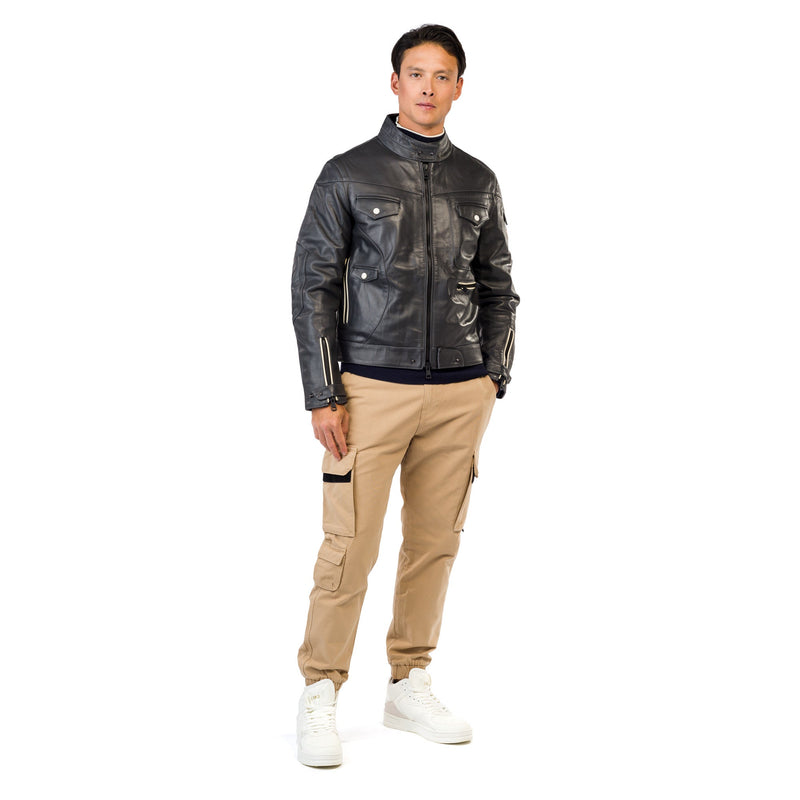 MEN'S CHARCOAL LEATHER JACKET – Maseratistore