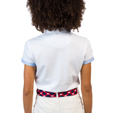 WOMENâ€™S WHITE POLO SHIRT WITH OXFORD BLUE DETAILS