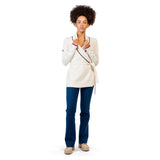 WOMENâ€™S SHAWL COLLAR JACKET WITH BELT, WHITE