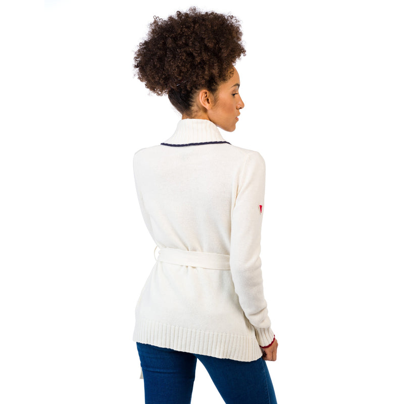 WOMENâ€™S SHAWL COLLAR JACKET WITH BELT, WHITE