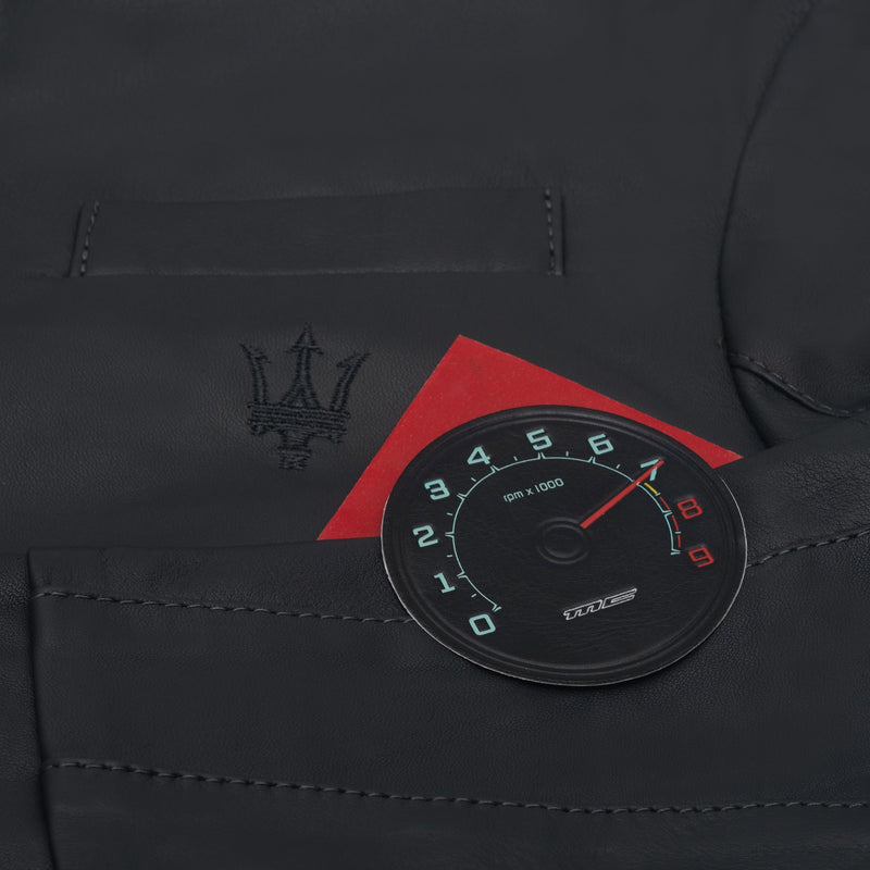 MEN'S CHARCOAL LEATHER PILOT-NECK JACKET