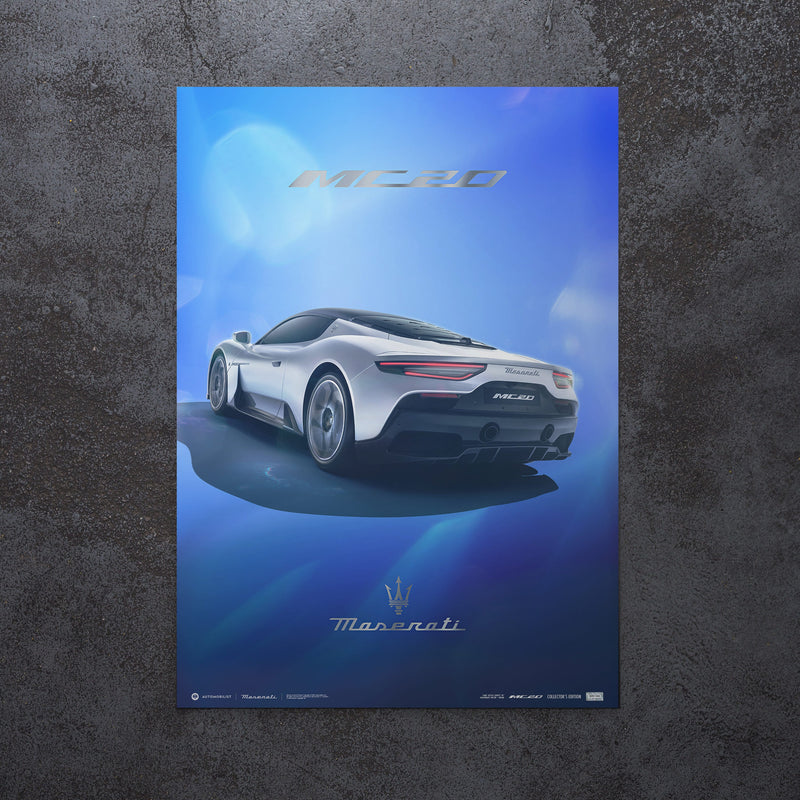 Design Poster MC20 Rear View Blue - Collector's Edition