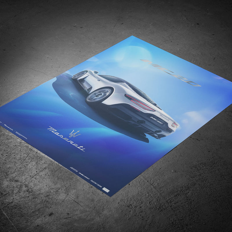 Design Poster MC20 Rear View Blue - Collector's Edition