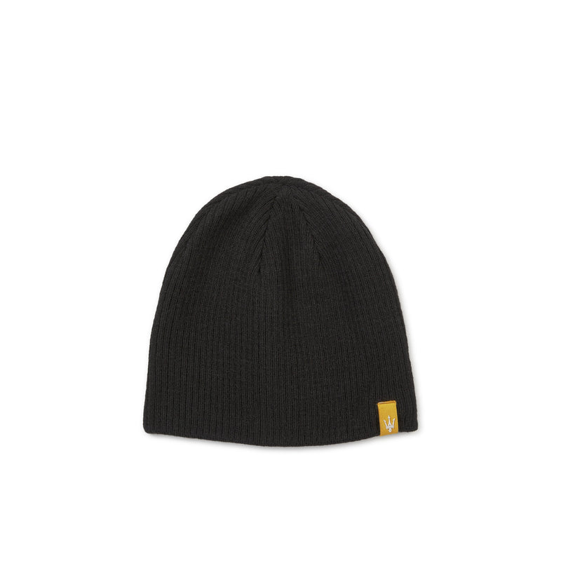 Unisex Black Rib-Knit Beanie