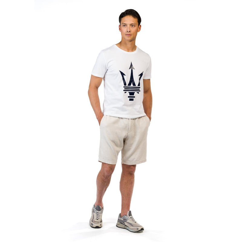 White Unisex T-Shirt with Maxi Maserati Trident