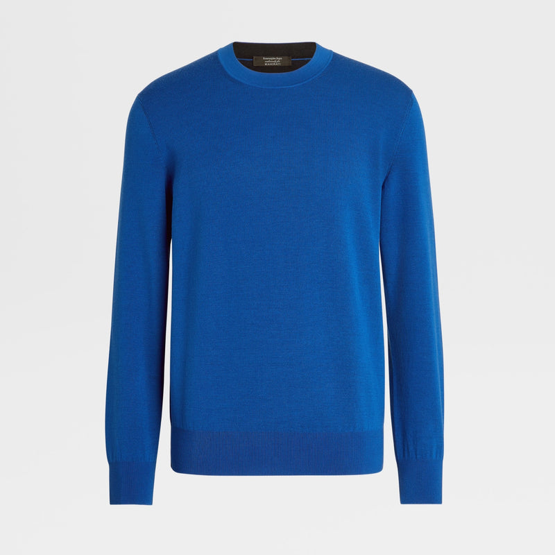 Electric Blue Maserati High Performance™ Wool Knit Crewneck