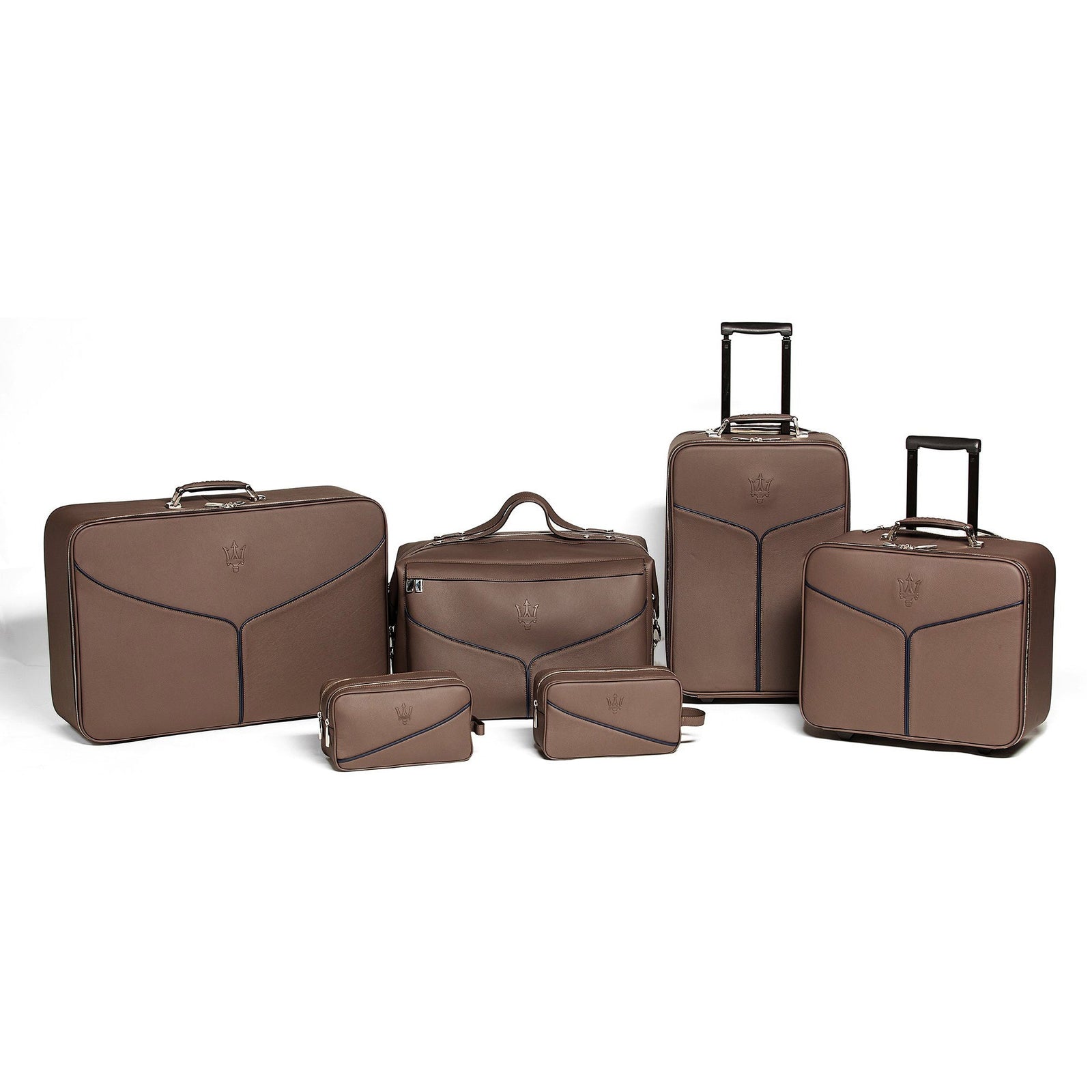 Luggage Set Tortora Leather Blue Lining Quattroporte